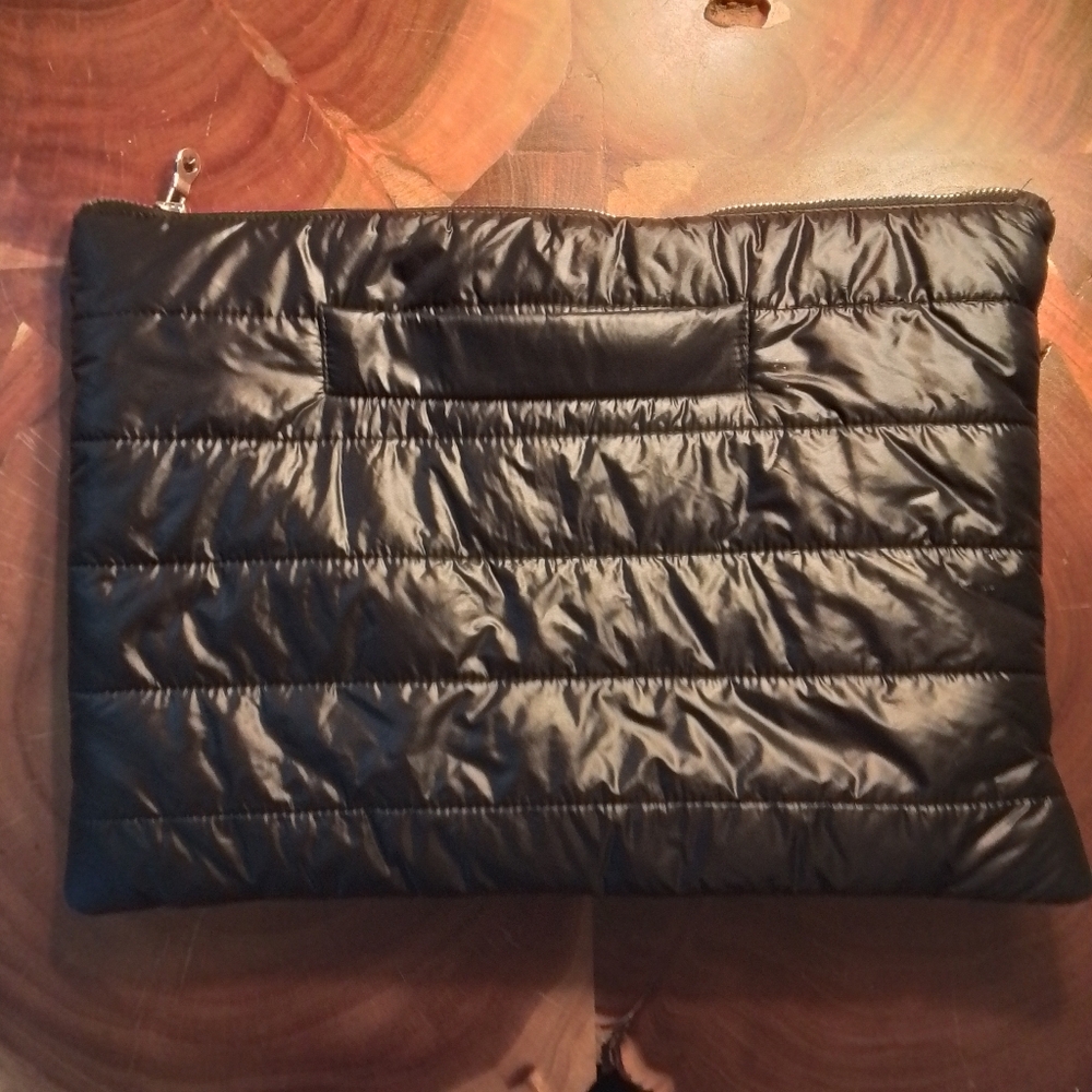 Kate Spade Large Quilted Puffer Travel Pouch Laptop Bag Black & Pink